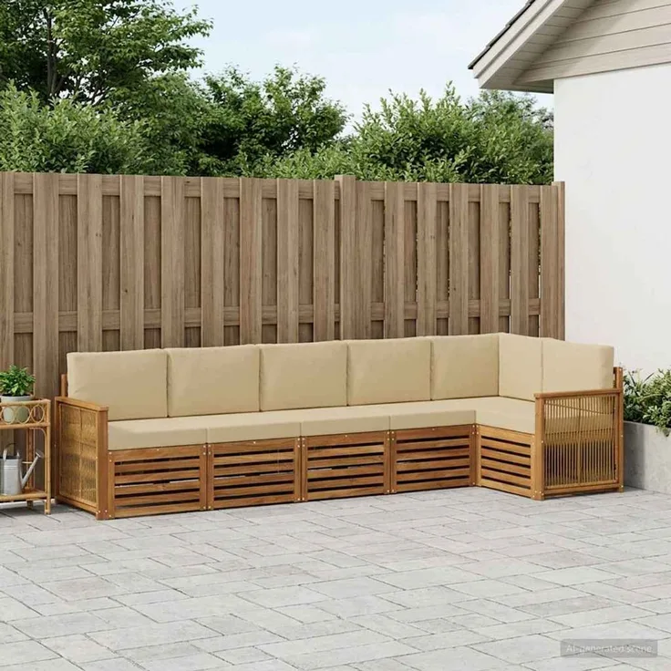 vidaXL Outdoor-Sofagarnitur 6 stk. 6-Sitzer Natur und Beige 3384419