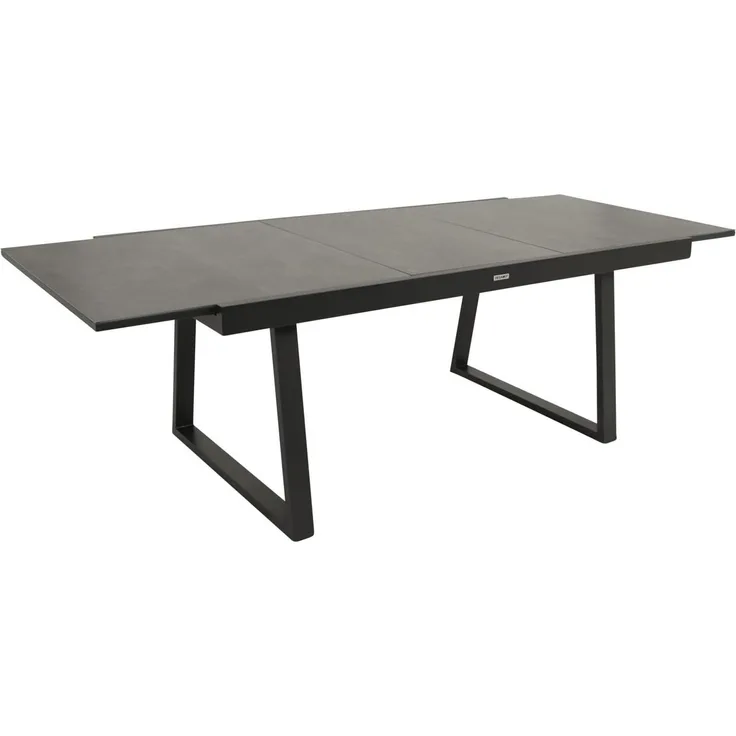 DEGAMO REIMS Garten-Ausziehtisch, Alu + Keramikoptik, anthrazit/grau, 180/240x100cm