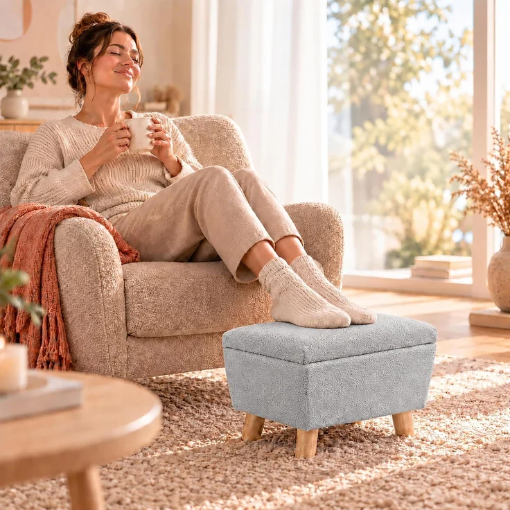 Relaxdays Fußhocker mit Stauraum – Bild 2