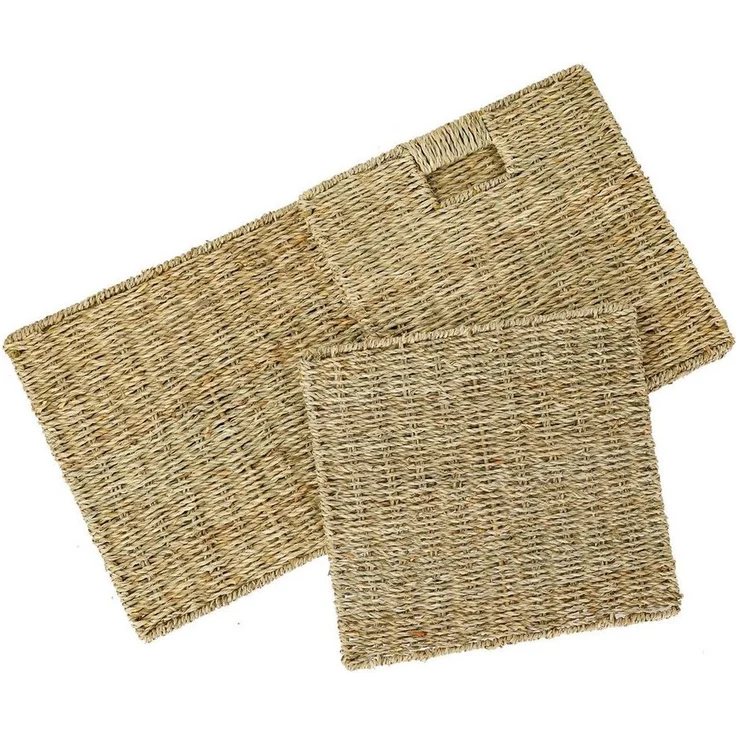 HMF Regalkorb Aufbewahrungskorb passend für KALLAX Regal, Korb geflochten aus Seegras mit Griffen, 32 x 34,5 x 32 cm, Natur – Bild 3