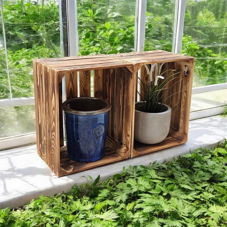 Holzkiste Obstkiste Weinkiste neu geflammt 50 x 40 x 30cm massiv und robust – Bild 6
