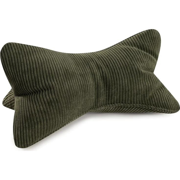 MAGMA Leseknochen INGA, Cord Look, Farbe grün, 42cm x 22cm, ergonomische Form für Nacken- oder Lendenstütze, Flexible Stütze für Bücher, E-Books oder Tablets