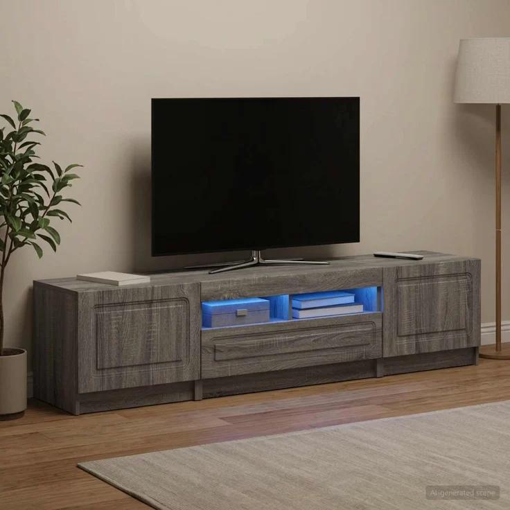 vidaXL LED-TV-Schrank UTRECHT 3 stk. Sonoma-Grau Holzwerkstoff 3417010 – Bild 1
