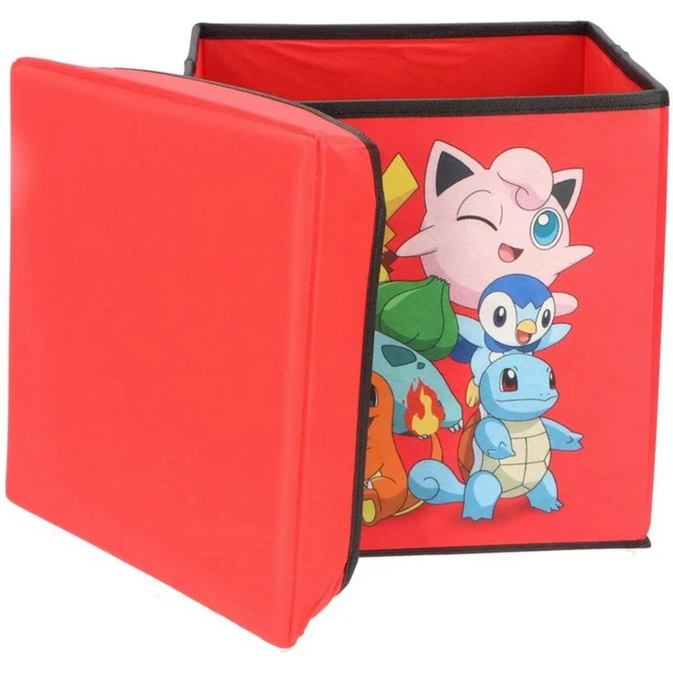 Halantex Sitzhocker Pokemon Sitz Hocker Sitzwürfel Stauraum Aufbewahrungsbox, Spielzeugkiste Pikachu – Bild 2