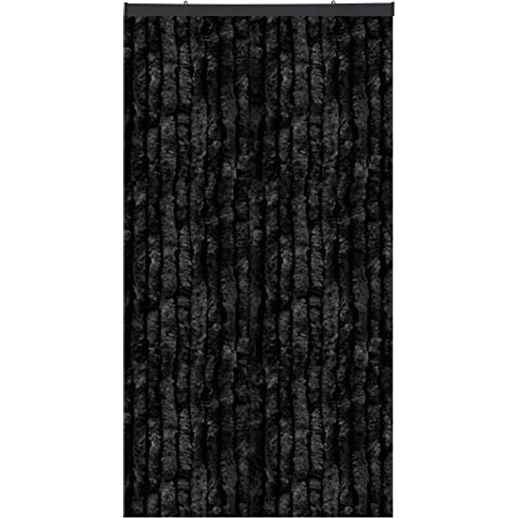 Flauschvorhang 80x185 cm in Unistreifen schwarz, perfekter Insekten- und Sichtschutz für Ihre Balkon- und Terrassentür, viele Farben – Bild 2