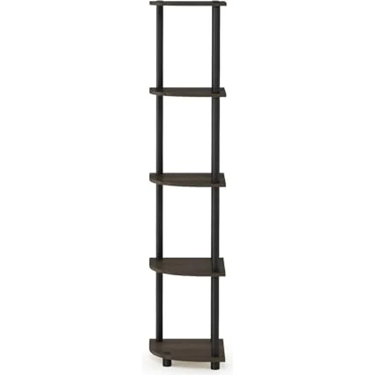 Furinno Turn-N-Tube 5-stufiges Eckregal-Mehrzweckregal, Dunkelbraune Maserung/Schwarz, 2er-Set – Bild 8