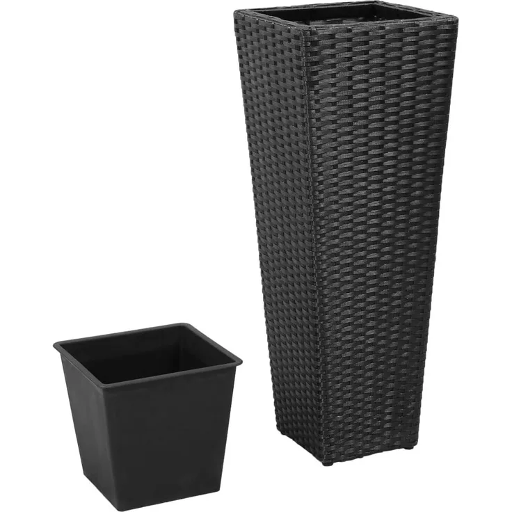 vidaXL Garten-Hochbeet 3-tlg. Poly Rattan Schwarz 40534