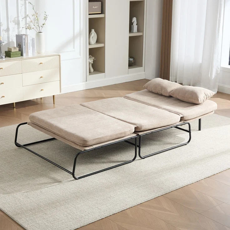 ZUBALIYA Schlafsofa 85x92 cm, mit Stauraum, mit Chenille - Bezug, mit breiten Armlehnen, mit Schaumstoffpolsterung, Schwarz – Bild 13