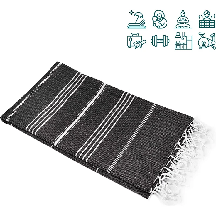 Turquoise Home 2er Pack Pestemal Küchetuch Handtuch 50x90cm Putztuch Schwarz – Bild 3
