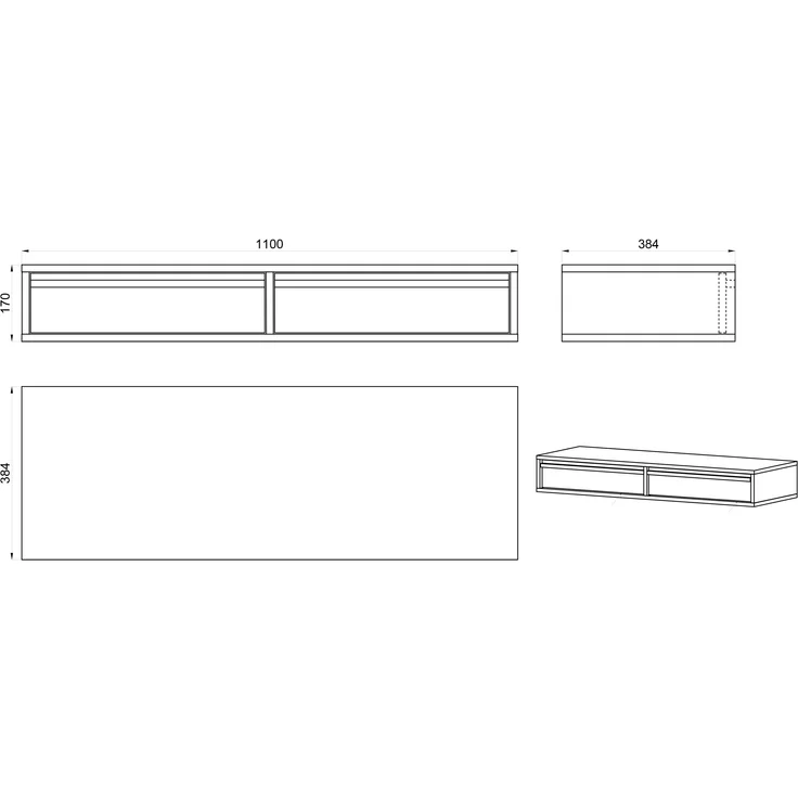 Selsey 'Evo' Schminktisch mit 2 Schubladen, beige, ca. 79 x 110 x 38 cm – Bild 5