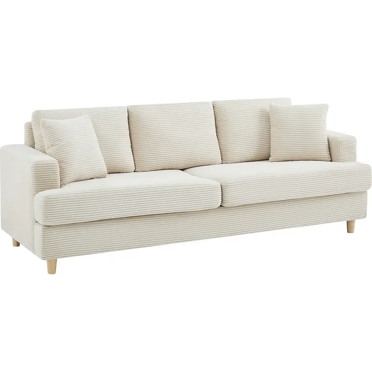 Vente-unique - YOCABA Sofa Samt Beige - B 79 cm x H 86 cm x L 216 cm – Bild 3