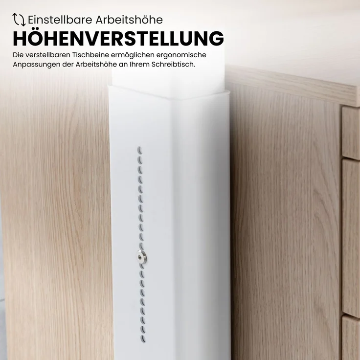 bümö manuell höhenverstellbarer Schreibtisch 140x80 in Buche, Gestell in graphit/alu - PC Tisch höhenverstellbar & klein, höhenverstellbarer Tisch Büro, kleiner Computertisch verstellbar, X14-6-GC – Bild 2