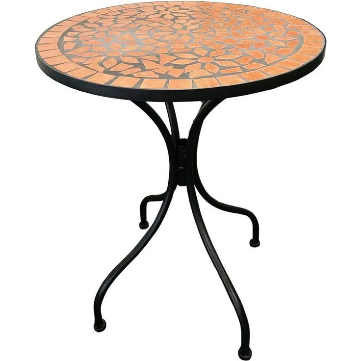 Mosaik Tisch Bistrotisch Gartentisch Balkontisch Ø60cm Terrakotta