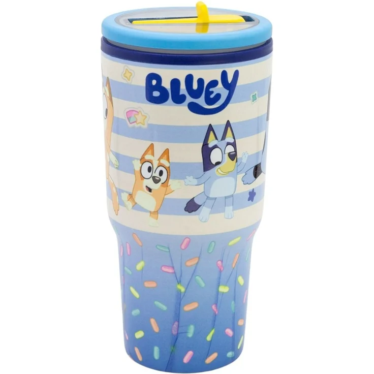 Bluey Thermobecher 640 ml Edelstahl doppelwandiger Trinkbecher mit Trinkhalm – Bild 2