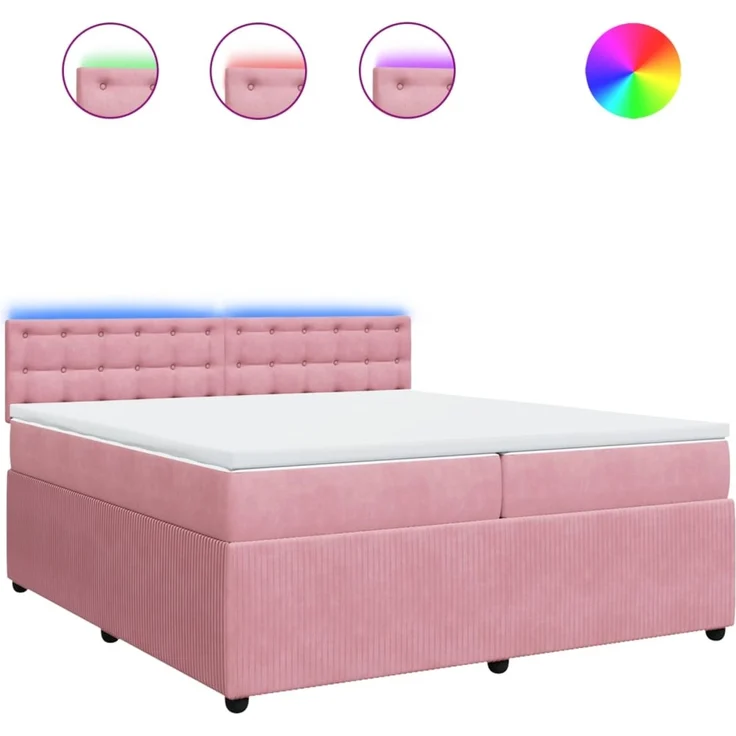 vidaXL Boxspringbett mit Matratze Rosa 200x200 cm Samt 3290147 – Bild 2