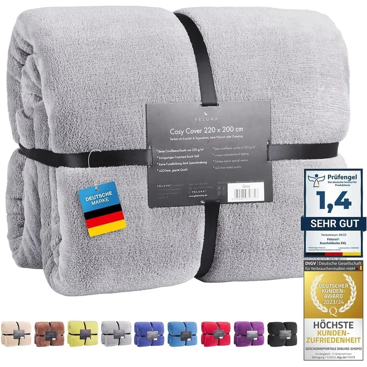 Wohndecke FELUNA Coral Fleece Kuscheldecke XXL – Superweicher Cashmere-Touch, Feluna, Tagesdecke Kaschmir-Touch 220 x 200 cm – Bild 1