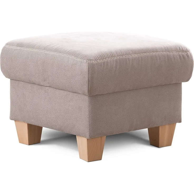 Cavadore Hocker Wisconsin / Sofa-Hocker, Sitzhocker, bzw. Fußbank mit Stauraum im Landhausstil / Holzfüße in Buche / Mikrofaser in Lederoptik / Größe: 58 x 45 x 58 cm (BxHxT) / Farbe: Hellgrau