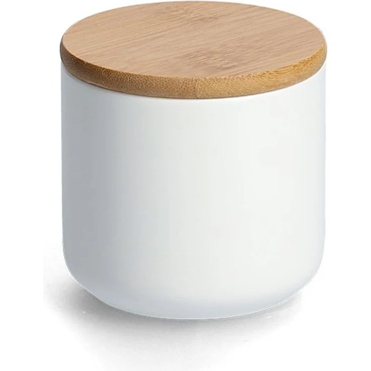 ZELLER 19829 Gewürzdose 290 ml Keramik, weiß mit Bambusdeckel, ca. Ø 8,7 x 8,5 cm – Bild 1