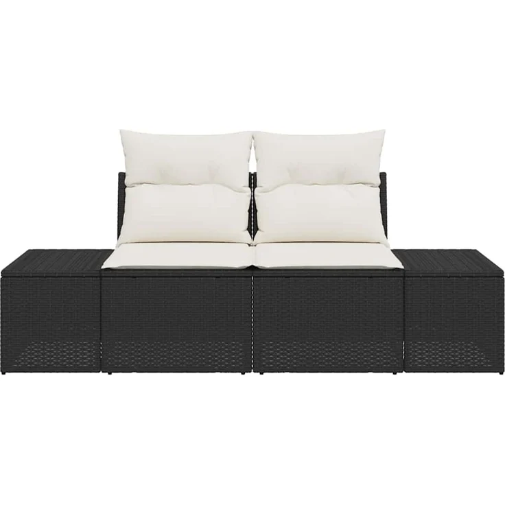 vidaXL Gartensofa mit Kissen Schwarz 184 x 62 x 69 cm Poly-Rattan 42006802 – Bild 5