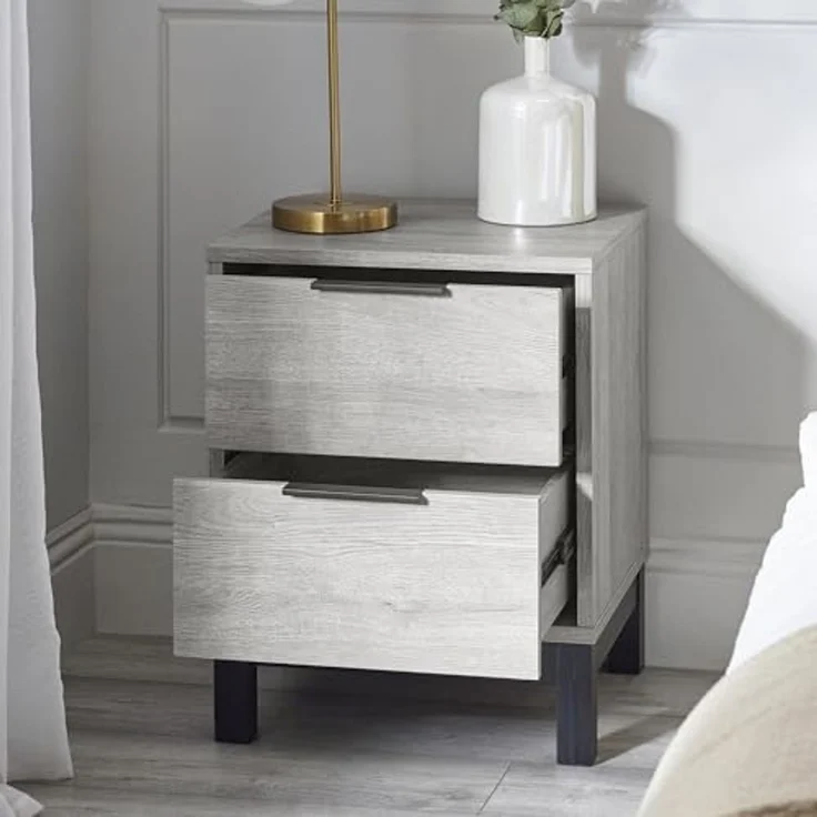 Julian Bowen Bali Nachttisch mit 2 Schubladen, Eiche grau, Holzwerkstoff, 57,5 x 45 x 40 cm – Bild 6