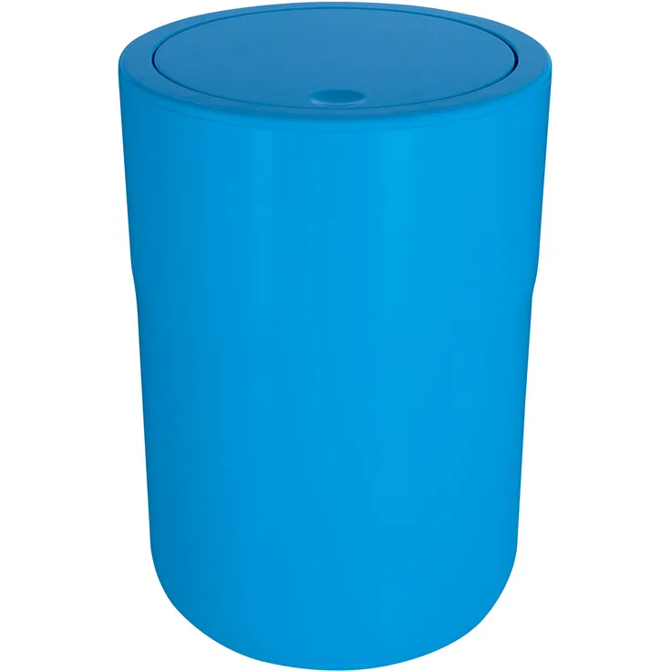 Spirella Design Kosmetikeimer "Cocco" mit Extra Ring für Müllbeutel Treteimer Schwingdeckeleimer Abfallbehälter mit Schwingdeckel 5 Liter (ØxH): 19 x 26 cm Blau