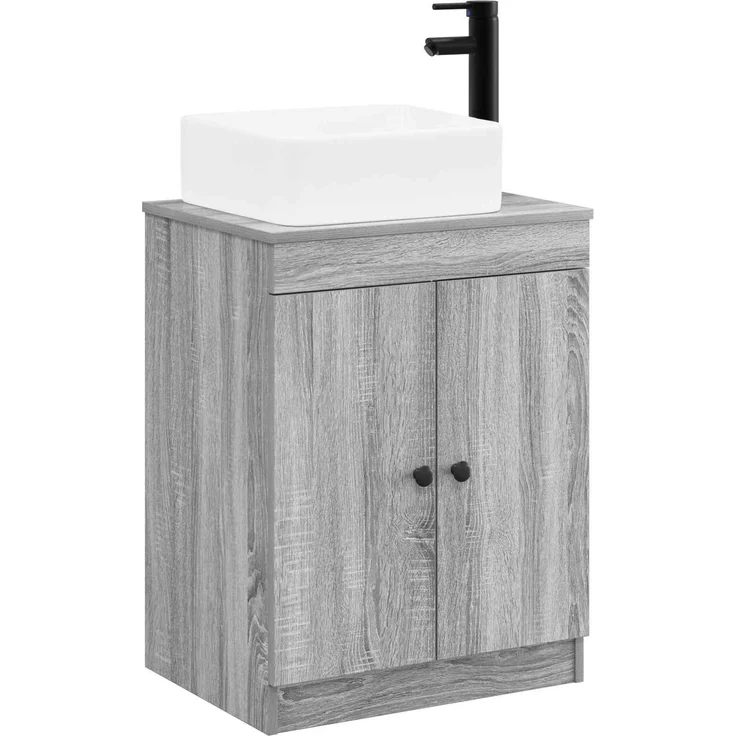 vidaXL Waschbeckenschrank Grau Sonoma 54 x 41 x 100 cm Holzwerkstoff 3404237 – Bild 2