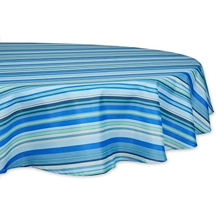 DII Tischdecke, vielseitig verwendbar, maschinenwaschbar, gestreift, 152,4 cm, rund, Blue Ocean – Bild 1