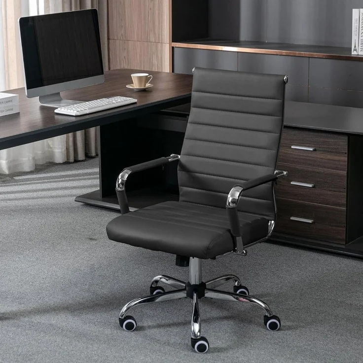 UEV Stuhl Schreibtischstuhl ergonomisch, Drehstuhl mit Rollen (Bis 150kg, Konferenzstühle, Büro-Gästestuhl), Höhenverstellbar,Wippfunktion,Metallrahmen,Gepolstert Kunststoff – Bild 2