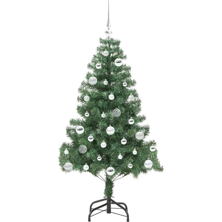 vidaXL Weihnachtsbaum mit LED-Beleuchtung Grün 150 cm PVC und Stahl 3396372 – Bild 4