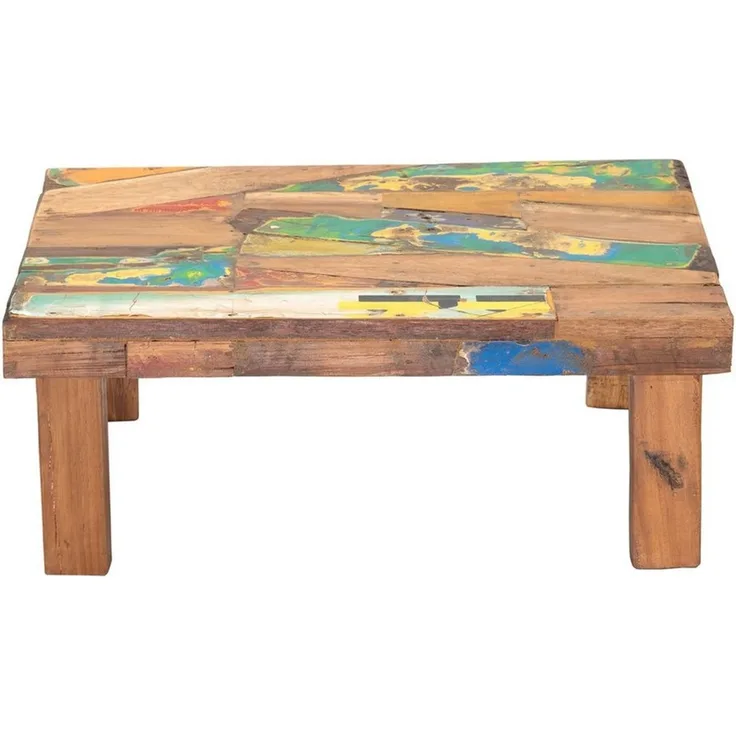 CREEDWOOD Couchtisch NIEDRIGER BEISTELLTISCH "MIX", Recyclingholz, Blumenhocker bunt