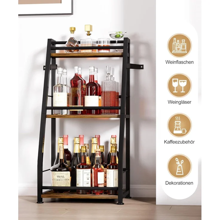 Yorbay Weinregal Stehend, Weinständer aus Holz &Metal 40x30x80cm, Gewürzregal für Küche, Wohnzimmer, Kaffee - Bar – Bild 5