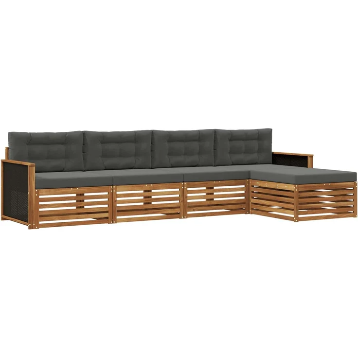 vidaXL Outdoor-Sofagarnitur 5 stk. 4-Sitzer Natur und Anthrazit 3383225 – Bild 2