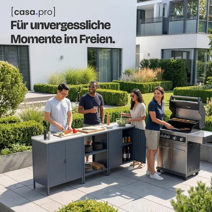 Outdoor Schrank Bolognano 92x80x50 cm Dunkelgrau, matt [casa. pro] – Bild 8