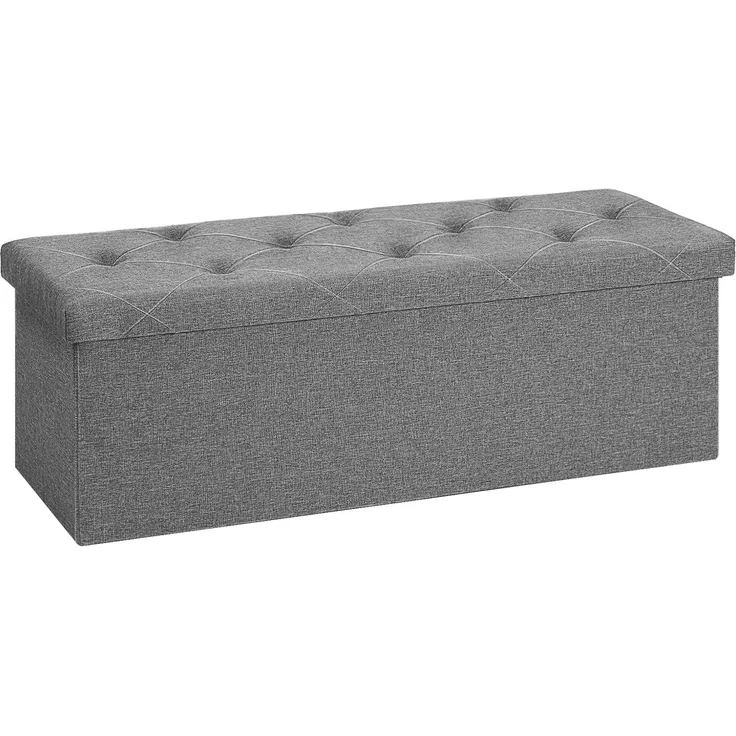 Sweetcrispy Sitzbank mit Stauraum, Klappbare Sitztruhe, Sitzhocker, 110 x 38 x 38 cm, Aufbewahrungsbox mit Deckel als Hocker & Fußbank, bis 300 kg belastbar, für Wohnzimmer Schlafzimmer Flur, Grau