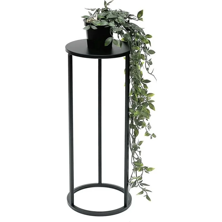DanDiBo Blumenhocker Metall Schwarz Rund 50 cm Blumenständer Beistelltisch 96316 S Blumensäule Modern Pflanzenständer Pflanzenhocker