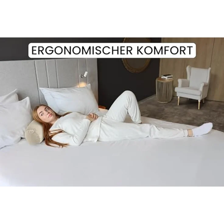 Amilian Nackenrolle 15x40 cm mit Bezug - Kissenrolle - Bettrolle - Nackenstütze, Nackenrolle mit Bezug, ideal als Sofakissen, Kissen, Dekokissen, dekoratives Lagerungskissen für Sofa und Bett – Bild 5