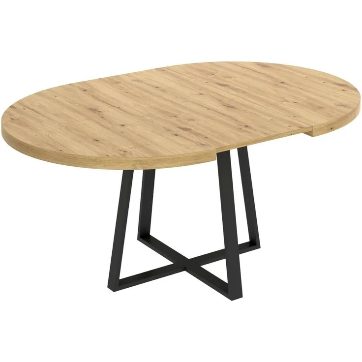 Dmora Tisch Casarola, Konsole ausziehbar rund, Mehrzweck-Esstisch, oval, 110/158x110h77 cm, Eiche Nodi – Bild 7