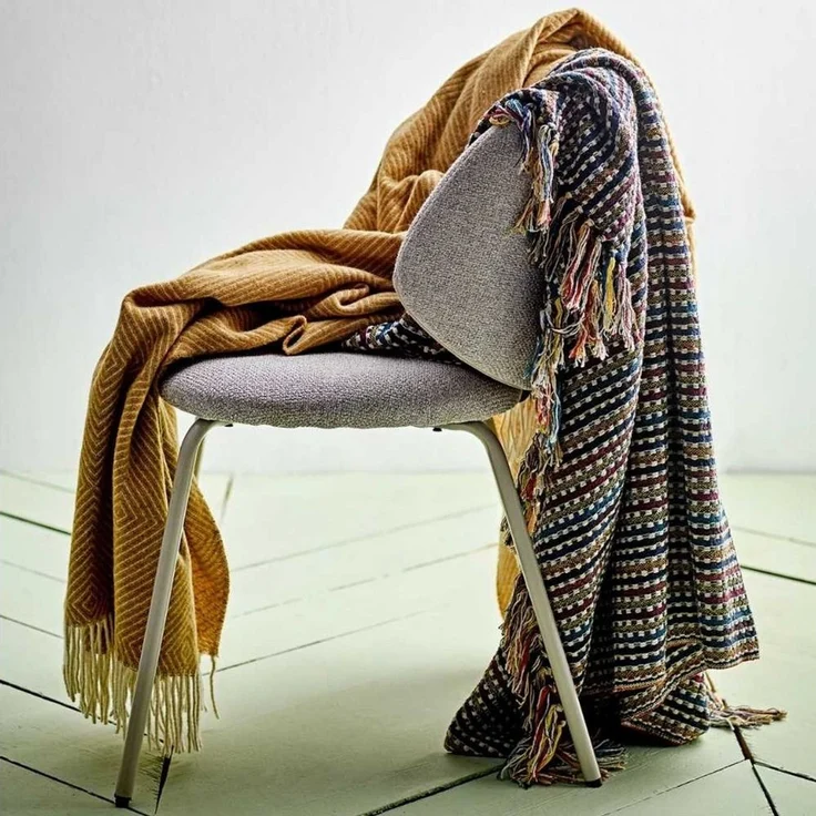 Bloomingville - Lazzario Recycled Cotton Throw 160x130 cm - Blue – Bild 2