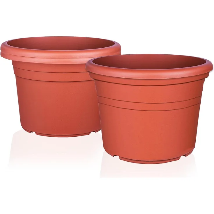 BigDean 3x Blumentopf Ø 35 cm Farbe Terrakotta Kunststoff Pflanztopf Containertopf Übertopf Pflanzkübel rund 35 x 25 cm
