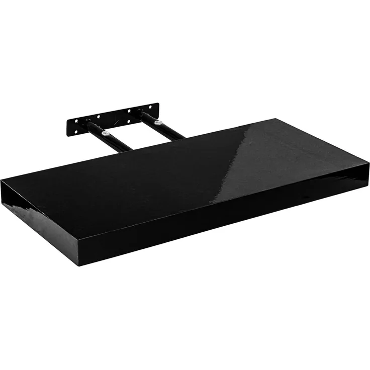 STILISTA® Wandregal Volato, freischwebend, Stärke 3,8cm, schadstoffgeprüft, Hochglanz-schwarz, 90 cm