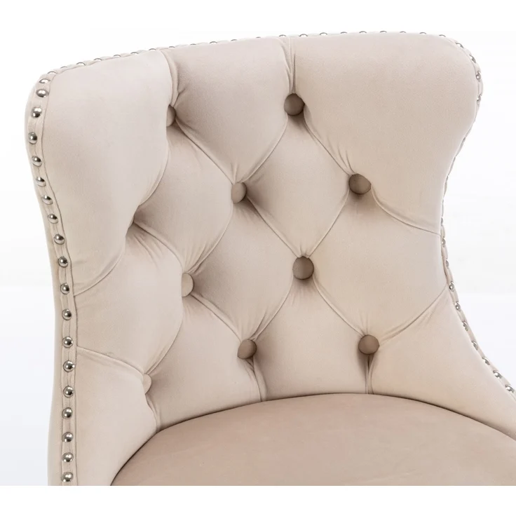 Swivel Velvet Barstools Adjustable Seat Height from 25-33 Inch, Chrome base Bar Stools with Backs Comfortable Tufted for Home Pub and Kitchen Island, Set of 2,DE1712BG,Beige--Beige--46x46x115cm--YOUDENOVA – Bild 9