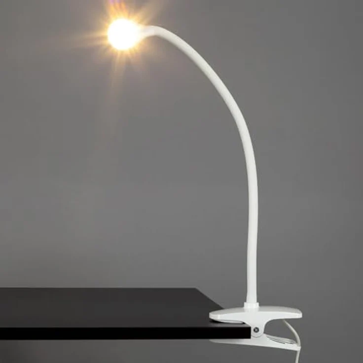 Lindby Klemmleuchte "Baris", Metall, weiß, 44 cm Höhe, LED, 3000K, mit Schalter – Bild 4