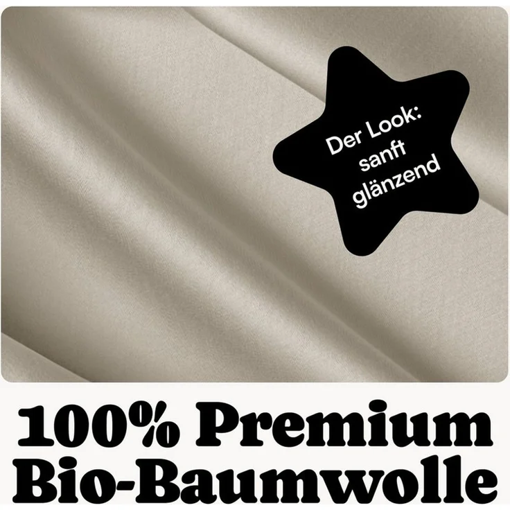 Seralino Spannbettlaken Mako Satin Spannbetttuch (100% Bio Baumwolle), 100% Bio-Baumwolle, Gummizug: rundum, Etiketten zeigen Seiten – schnelles, unkompliziertes Beziehen garantiert, Fairtrade/ GOTS zertifizierte uni Bettlaken, weich – Bild 3