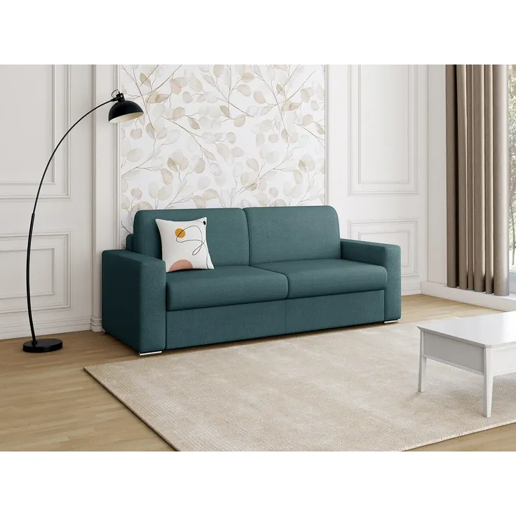 Vente-unique - CALITO Sofa Stoff Blau - B 223 cm94 cm x H 97 cm x L 214 cm