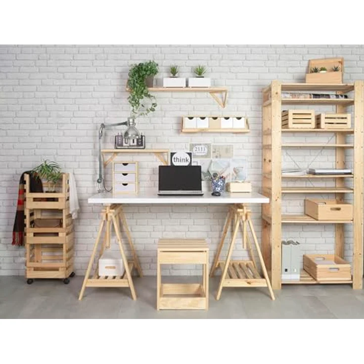 Astigarraga Kit Line Wandregal und 2 dreieckige Halterungen, 15 x 62 x 18 cm, massives Kiefernholz – Bild 6