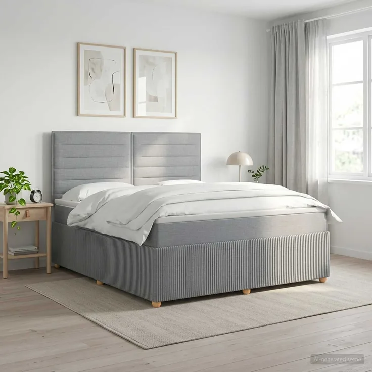 vidaXL Boxspringbett mit Matratze Hellgrau 160 x 200 cm Stoff 3454424