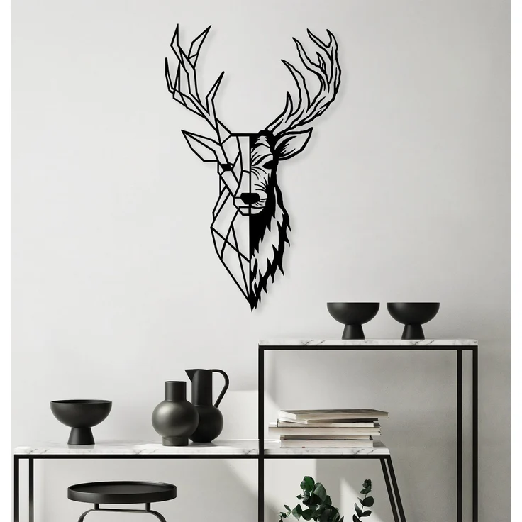Wallity 'Red Deer 2' Dekoratives Wandaccessoire aus Metall, Schwarz, 70 x 42 cm – Bild 1