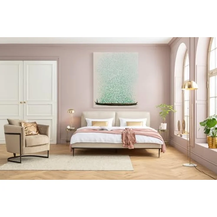 Kare Design Leinwandbild Flower Boat Beige/Grün, Gemälde, Pastellfarben, Asia-Stil, buntes Wandbild, Canvas-Leinwand, Massivholz Rahmen, handgemalte Details mit Acrylfarbe, Abstrakt, 160 x 120 x 3,5 cm – Bild 3