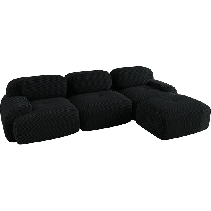 Ecksofa, Modulares ohne Montage ergonomisch und haustierfreundlich aus Cordstoff mit extra-breiten Armlehnen 32D hochelastische Polsterung für Wohnzimmer und Schlafzimmer, Cordstoff, Black – Bild 5
