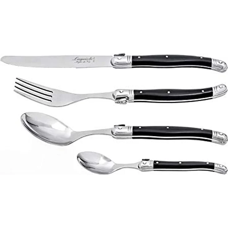 Laguiole Style de Vie Besteck-Set Premium Line, 24 Teile, Schwarz, spülmaschinenfest für 6 Personen – Bild 1